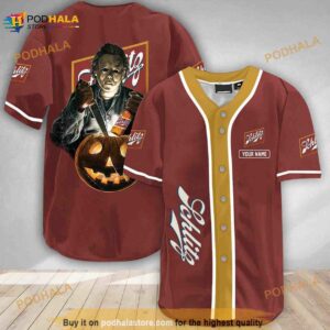 Custom Name Scary Michael Myers Pumpkin Schlitz Beer 3D Baseball Jersey