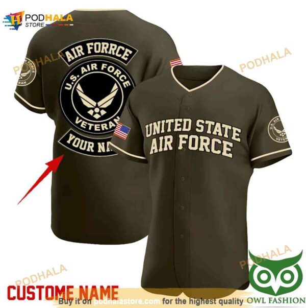 Custom Name United State Air Force 3D Baseball Jersey Shirt