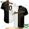 Custom White-black Split Old Gold Authentic Fashion 3D Baseball Jersey