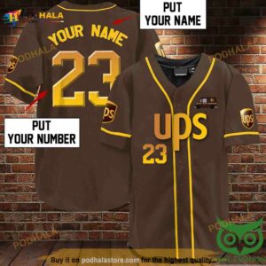 Customized Parcel Ups Brown 3D Baseball Jersey Shirt