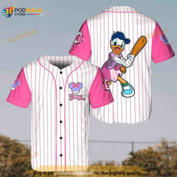 Daisy Duck The Catcher Disney Cartoon Graphics All Over Print 3D Pinstripe 3D Baseball Jersey