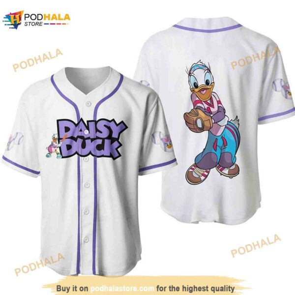 Daisy Duck The Pitcher Disney Cartoon Graphics All Over Print 3D Unisex 3D Baseball Jersey