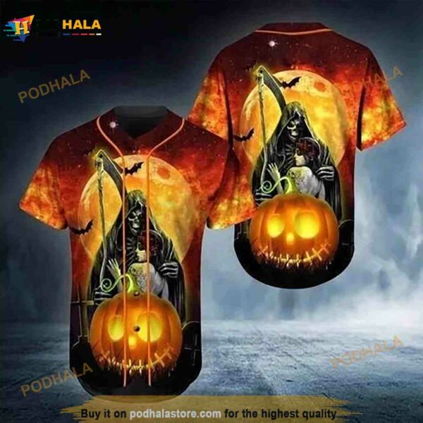 Death Halloween All Over Print 3D Unisex 3D Baseball Jersey