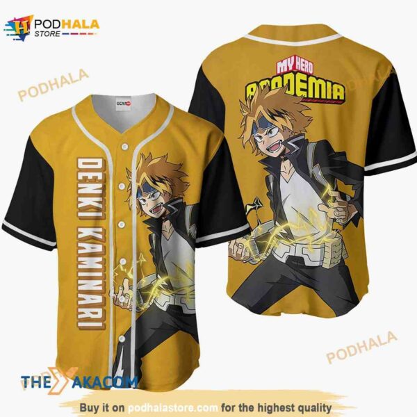 Denki Kaminari My Hero Academia Anime Gift Christmas For Fan 3D Baseball Jersey Shirt