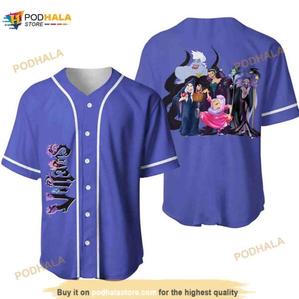 Disney Evil Villains All Over Print 3D Baseball Jersey – Lavender Purple