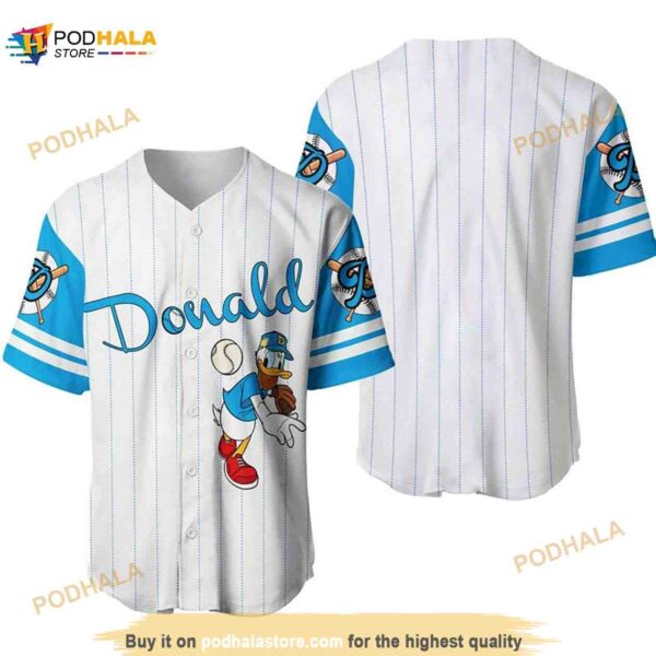 Donald Duck All Over Print Pinstripe 3D Baseball Jersey