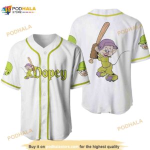 Dopey Dwarf Snow White Disney Cartoon Graphics Unisex 3D Baseball Jersey