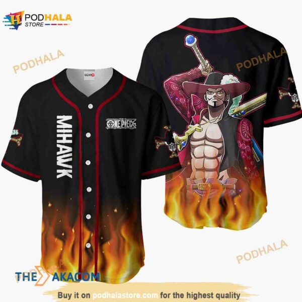 Dracule Mihawk Anime Gift Christmas For Fan 3D Baseball Jersey Shirt