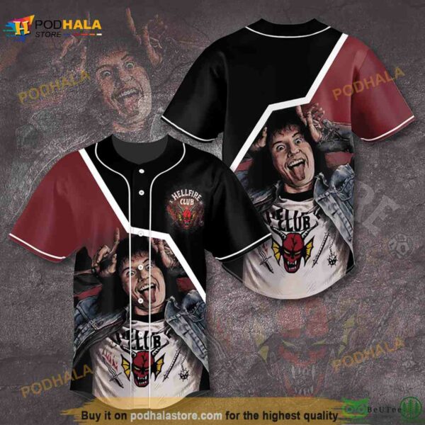 Eddie Munson Hellfire Club Stranger Things 3D Baseball Jersey Shirt