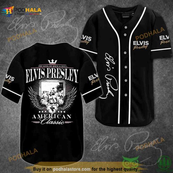 Elvis Presley American Classic Black 3D Baseball Jersey Shirt