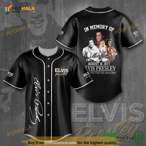 Elvis Presley Signature And Images Black 3D Baseball Jersey Shirt