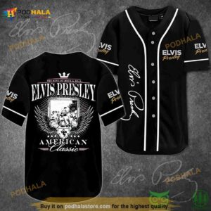 Elvis Presley The King Of Rock N Roll Black 3D Baseball Jersey Shirt