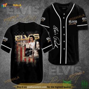 Elvis Presley Us Flag Black 3D Baseball Jersey Shirt