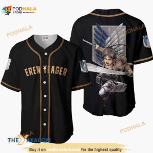 Eren Yeager Attack On Titan Anime 3D Baseball Jersey Christmas