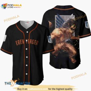 Eren Yeager Attack On Titan Anime 3D Baseball Jersey Shirt For Anime Lovers