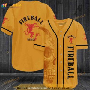 Fireball Skull 3D Baseball Jersey