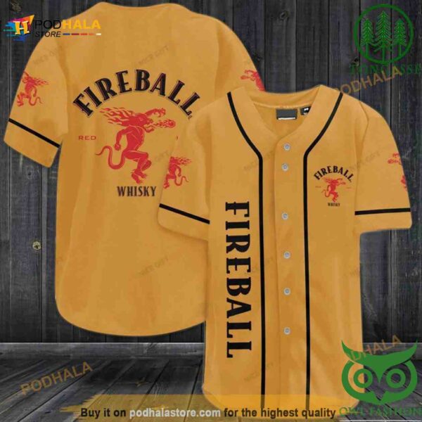 Fireball Whisky 3D Baseball Jersey Shirt