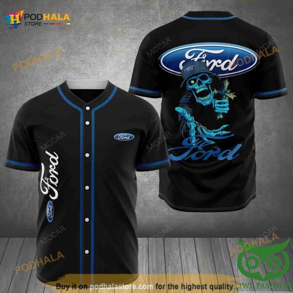 Ford And Skull 3D Baseball Jersey Shirt