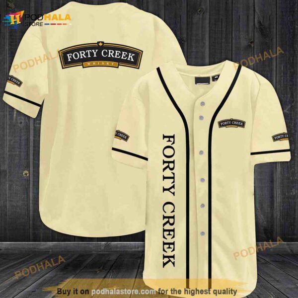 Forty Creek All Over Print Unisex 3D Baseball Jersey – Light Yellow Shirt