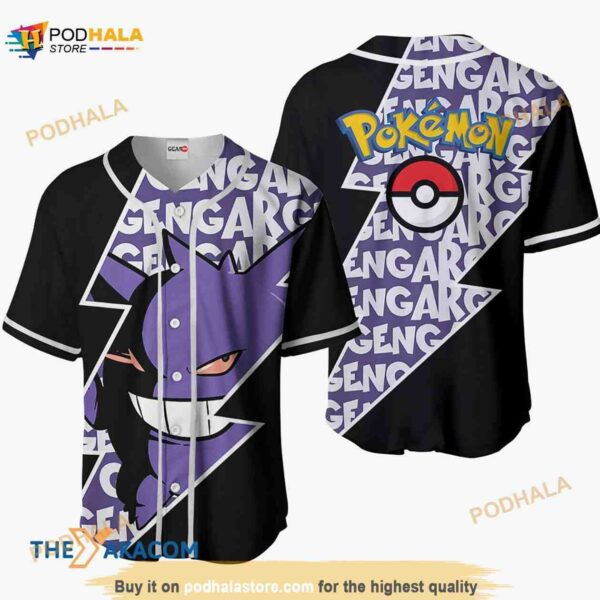 Gengar Pokemon Anime Gift Christmas For Fan 3D Baseball Jersey Shirt