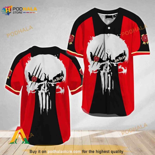 Ghost Head White Skull Jim Beam 3D Baseball Jersey