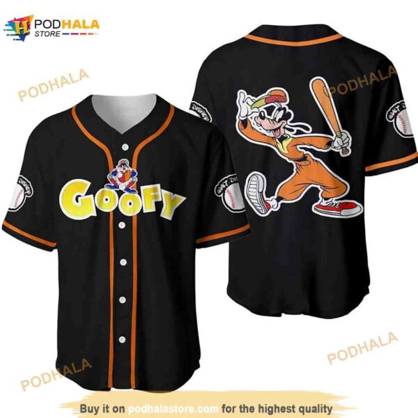 Goofy Dog Disney Cartoon Graphics Unisex 3D Baseball Jersey