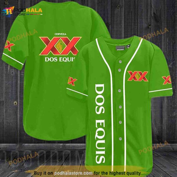 Green Dos Equis 3d Baseball Jersey