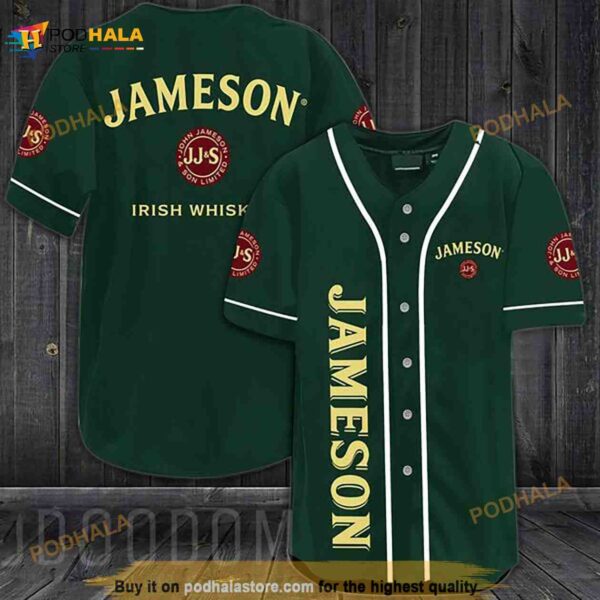 Green Jameson Whiskey 3d Baseball Jersey