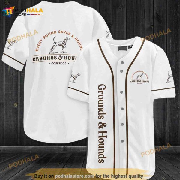 Grounds & Hounds Every Pound Aves A Hound 3D Baseball Jersey