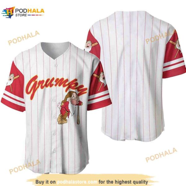 Grumpy Dwarf Snow White All Over Print Pinstripe 3d Baseball Jersey