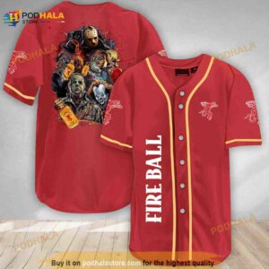 Halloween Horror Characters Fireball Whisky 3d Baseball Jersey