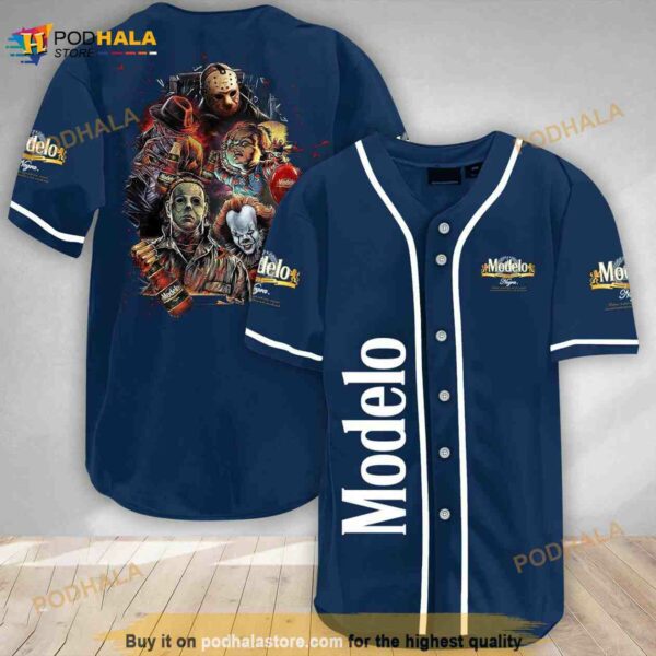 Halloween Horror Characters Modelo Beer 3d Baseball Jersey