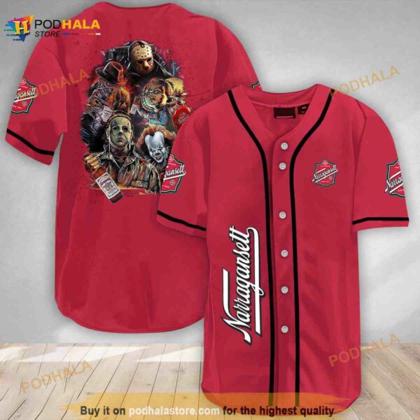 Halloween Horror Characters Narragansett Beer 3d Baseball Jersey