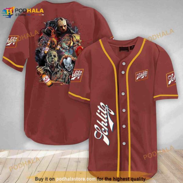 Halloween Horror Characters Schlitz Beer 3d Baseball Jersey