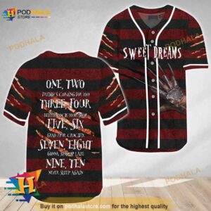 Halloween Horror Freddy Krueger Sweet Dreams 3D Baseball Jersey