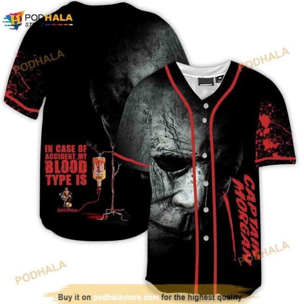 Halloween Horror Michael Myers Captain Morgan 3d Baseball Jersey