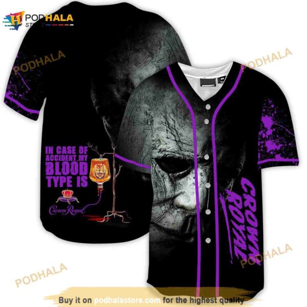 Halloween Horror Michael Myers Crown Royal 3d Baseball Jersey