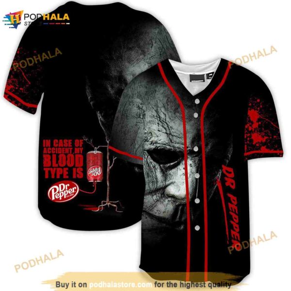 Halloween Horror Michael Myers Dr Pepper 3d Baseball Jersey