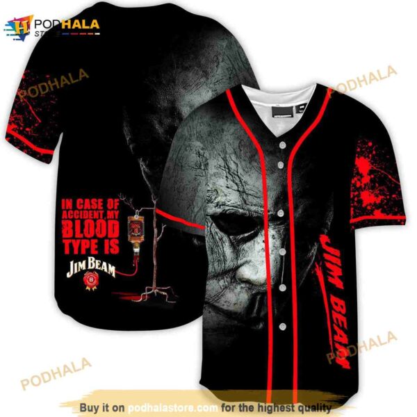 Halloween Horror Michael Myers Jim Beam 3d Baseball Jersey