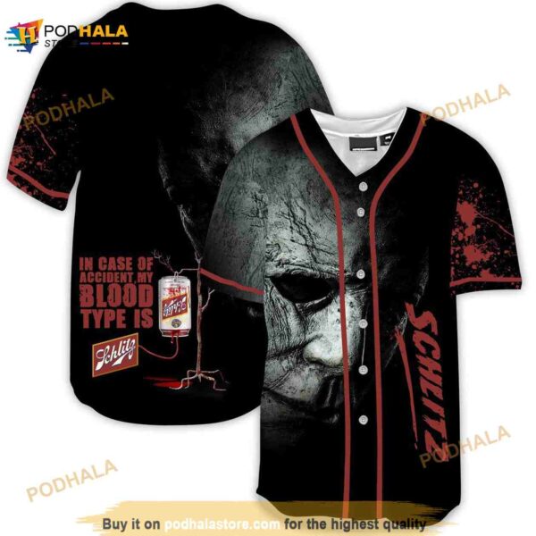 Halloween Horror Michael Myers Schlitz Beer 3d Baseball Jersey