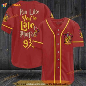 Harry Potter Run Like You’re Late For Platform 9 34 Gryffindor 3D Baseball Jersey