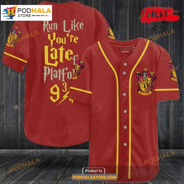 Harry Potter Run Like You’re Late For Platform 9 34 Gryffindor Baseball Jersey