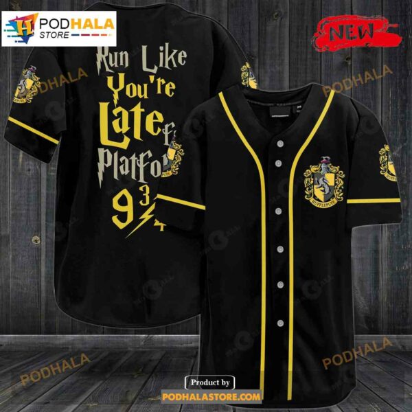 Harry Potter Run Like You’re Late For Platform 9 Hufflepuff Baseball Jersey