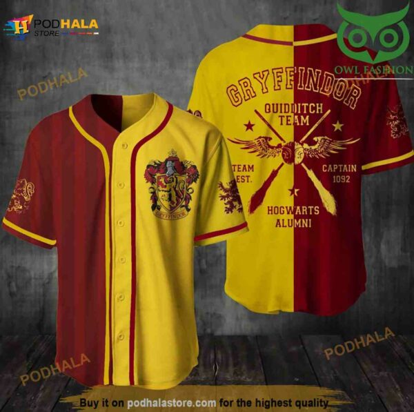 Hogwarts Gryffindor Hp 3D Baseball Jersey Shirt