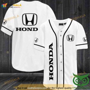 Honda White And Black 3D Baseball Jersey Shirt