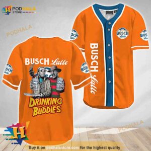 Horror Freddy Jason Drinking Buddies Busch Latte 3D Baseball Jersey