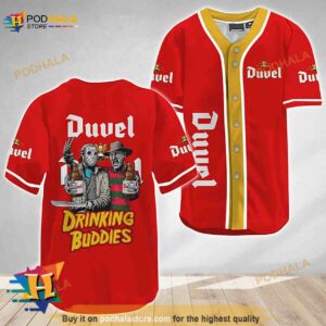 Horror Freddy Jason Drinking Buddies Duvel Beer 3D Baseball Jersey