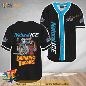 Horror Freddy Jason Drinking Buddies Natural Ice 3D Baseball Jersey