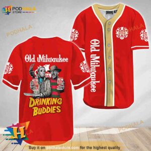 Horror Freddy Jason Drinking Buddies Old Milwaukee 3D Baseball Jersey