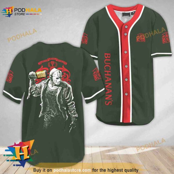 Horror Jason Voorhees Buchanan’s Whisky 3D Baseball Jersey